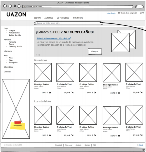 Página principal de la aplicación UAZON
