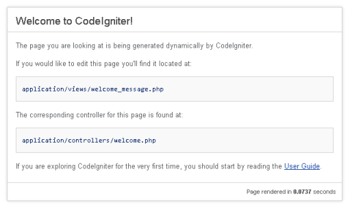 Página "Welcome" de CodeIgniter